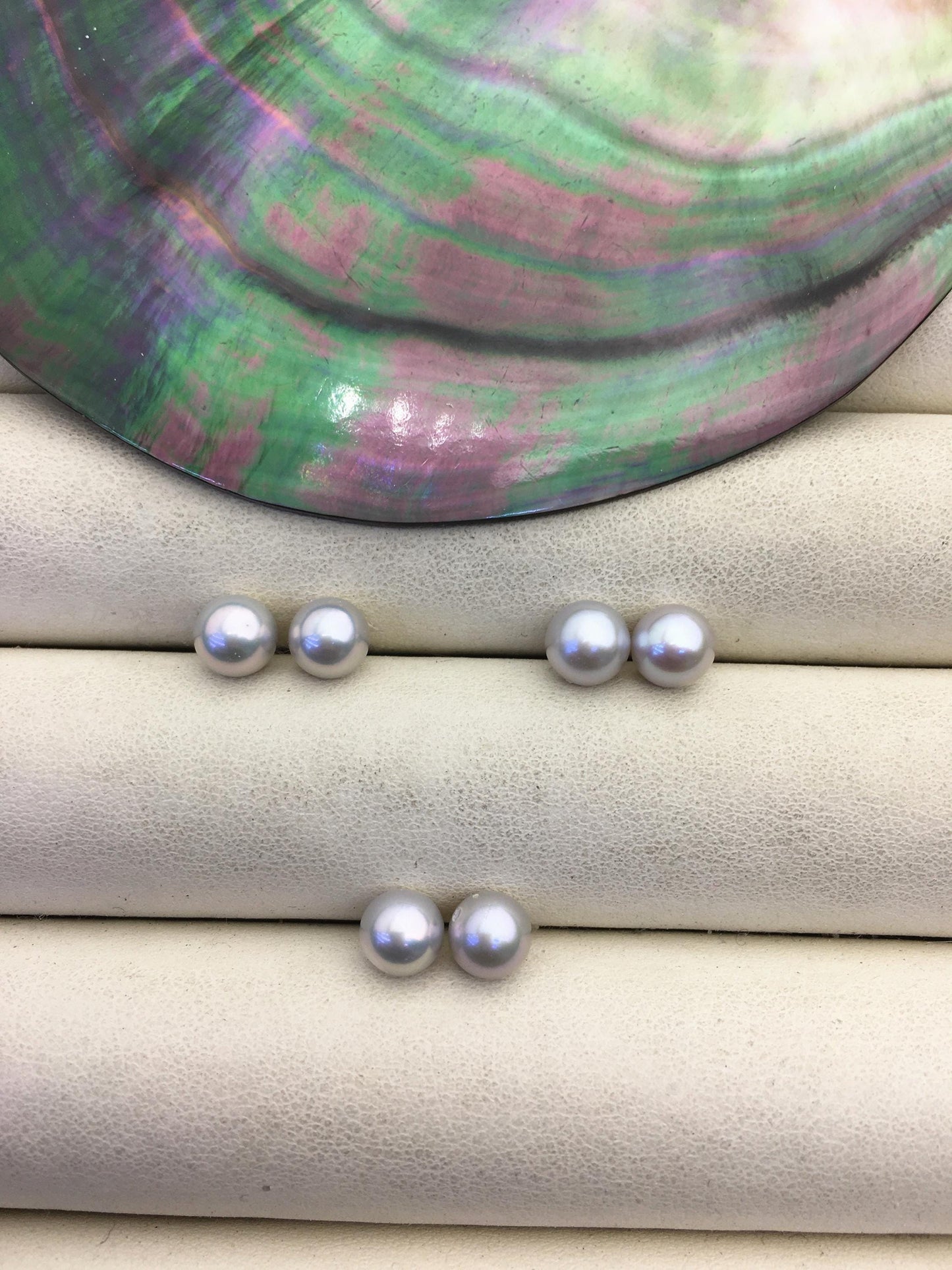 2 pairs AAA 6-6.5mm gray round freshwater pearl pair,round loose pearl wholesale,for pearl earrings,for pearl ring,RP6-3A-8