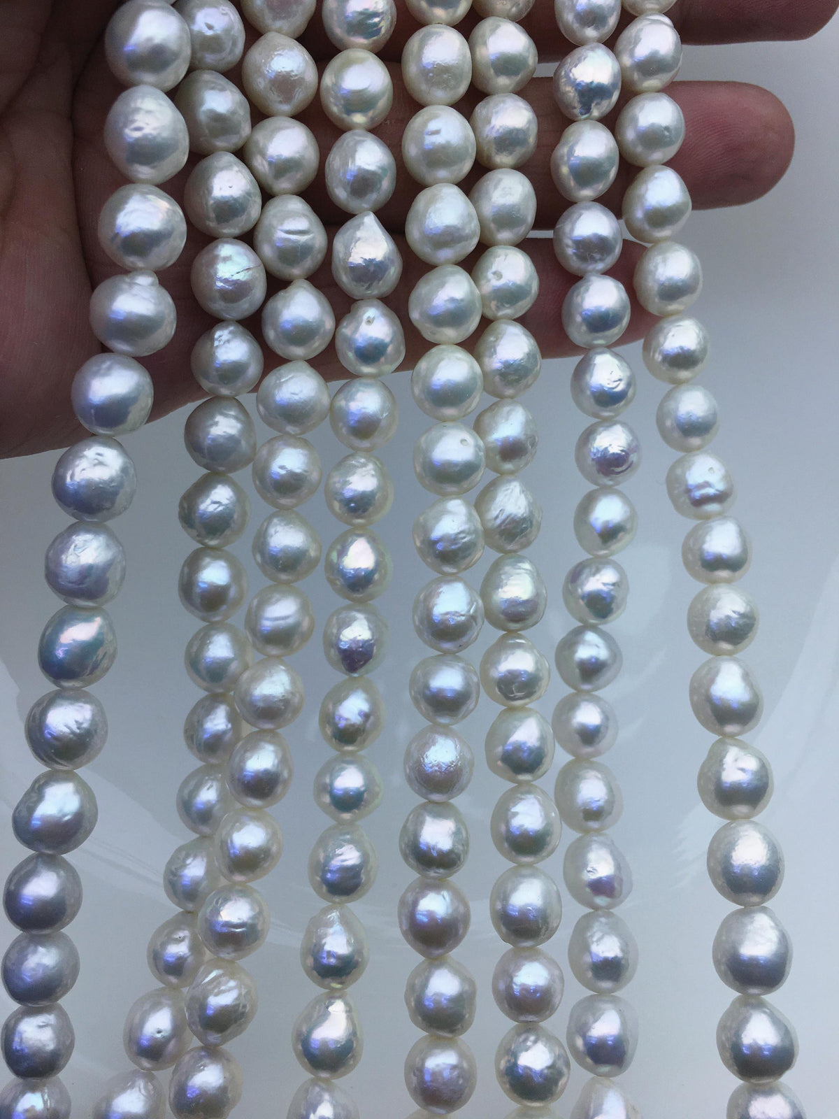 AA+ 7-9mm white baroque near round Edison Freshwater Pearl,ED12-2A-5-39