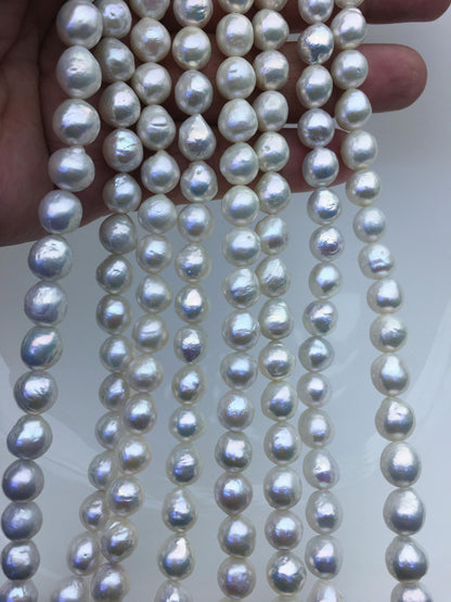 AA+ 7-9mm white baroque near round Edison Freshwater Pearl,ED12-2A-5-39