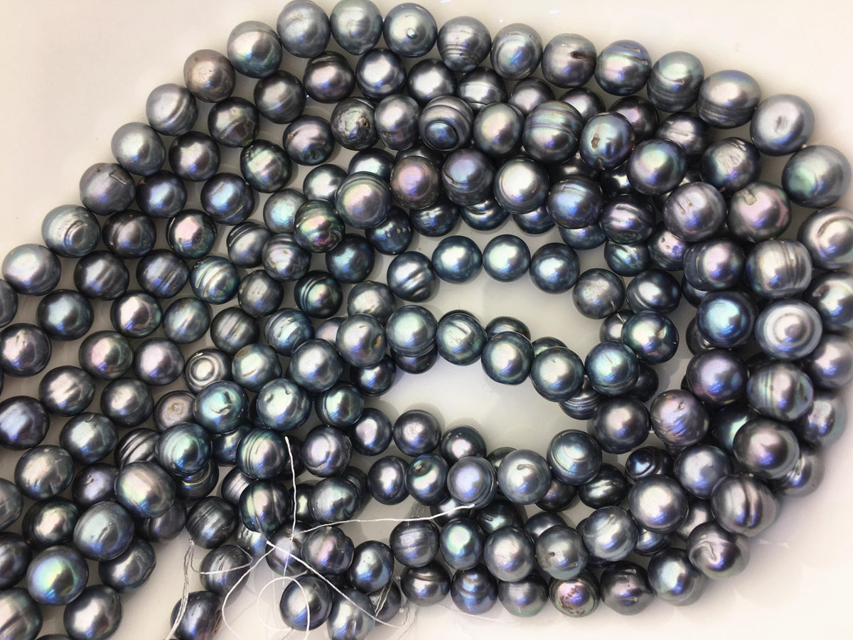 16.5'' AA+ 11.5-12.5mm Blue Gray big potato freshwater pearls,CR12-2A-3