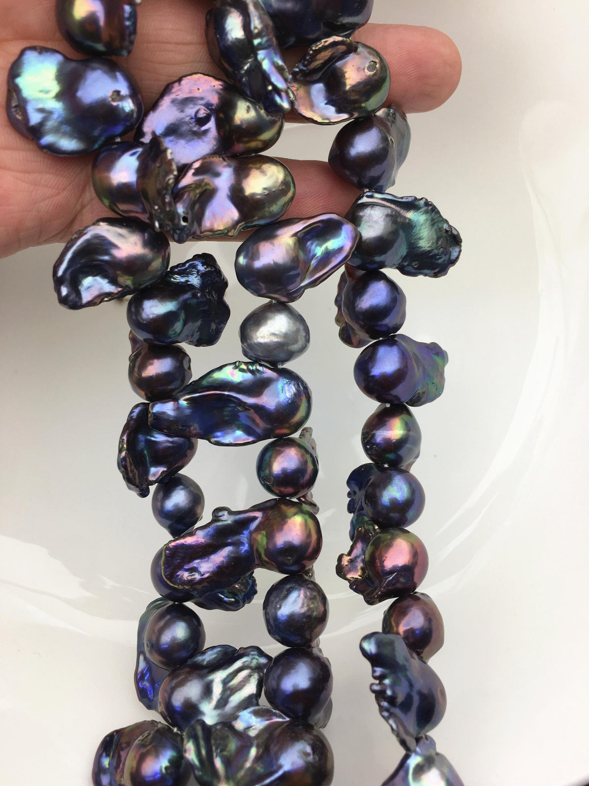 15.5'' AA 12-17mm black blue flame ball pearl,FL15-2A-5-46