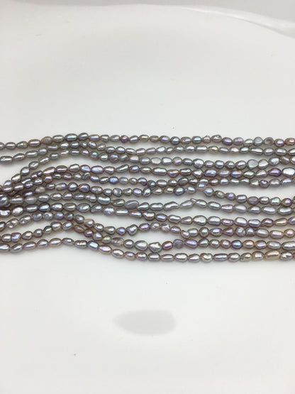 AAA 2.5-3.1mm gray nugget seed pearls,irregular nugget freshwater pearl strand,cheap price,pearl factory china,LM2-3A-24