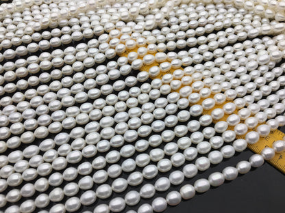 AA+ 8-8.5mm x 9-10mm Cultured White Freshwater Rice Pearls beads,drop pearl necklace,diy pearl beads,gift for her,LR8-2A-6