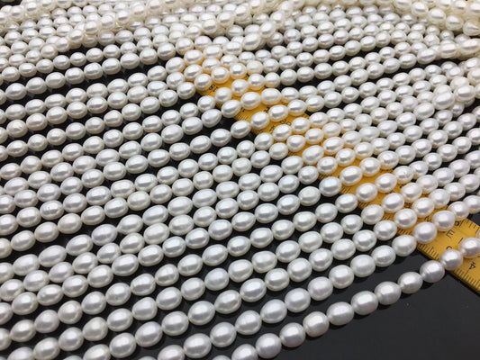 AA+ 8-8.5mm x 9-10mm Cultured White Freshwater Rice Pearls beads,drop pearl necklace,diy pearl beads,gift for her,LR8-2A-6