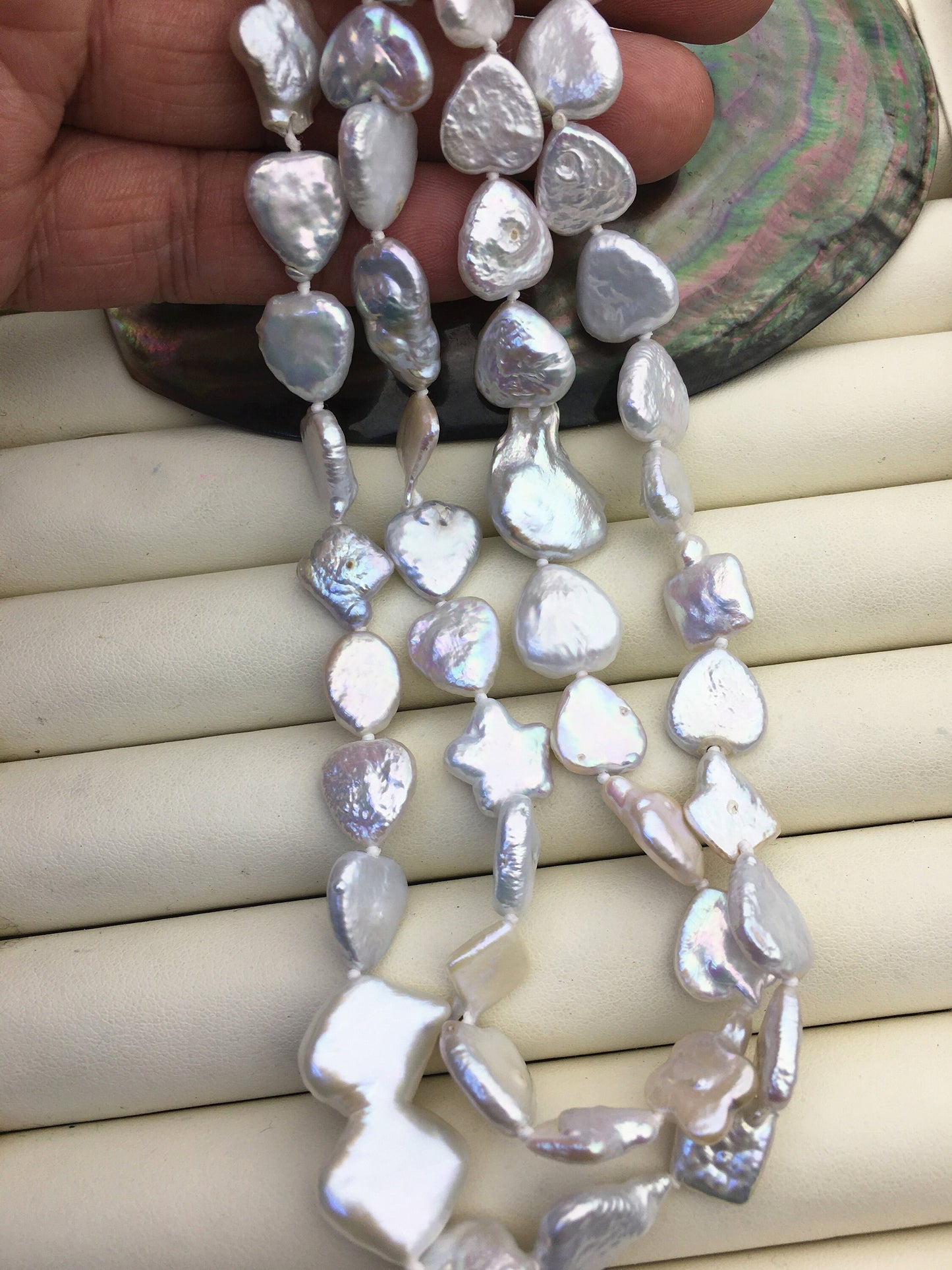 30‘’ 9-13mm AA+ white mix shape baroque freshwater pearl necklace,NPN1-T23