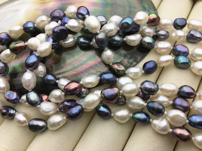 64 inches 7mm white black nugget pearl Necklace,Wedding Necklace,Mothers Day,Happiness,wholesale,NPN1-025