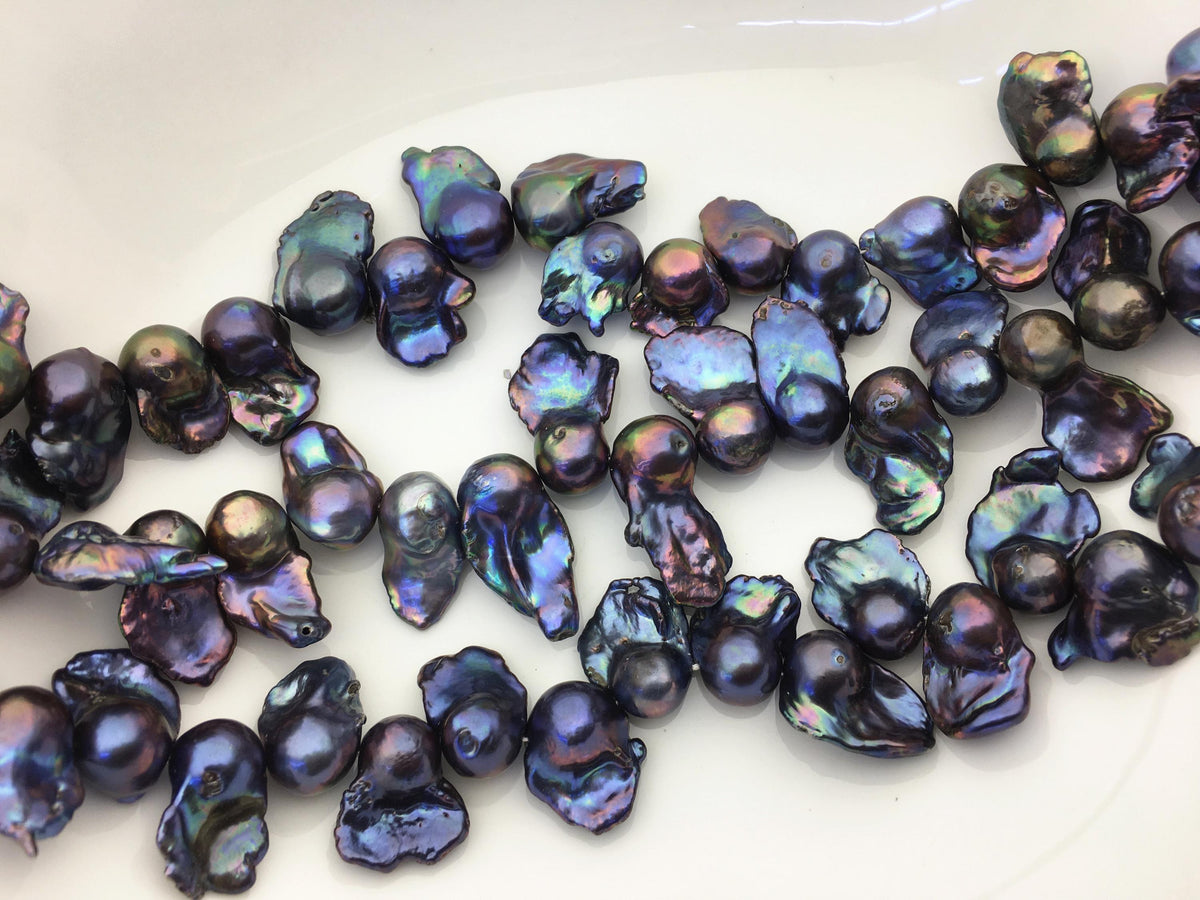 15.5'' AA 12-17mm black blue flame ball pearl,FL15-2A-5-46