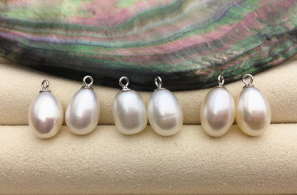 AAA 9mm White/Gray rice pearl dangle earrings,S925 Sterling Sliver pearl earrings,pearl for women,SE3-165