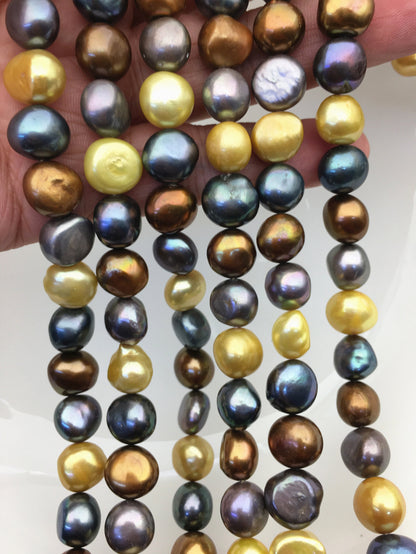 AA+ 11-12mm Misc Color Nugget pearls,full strand,gray pearl,yellow pearl,black pearl,loose pearl beads,high luster,LM11-T3