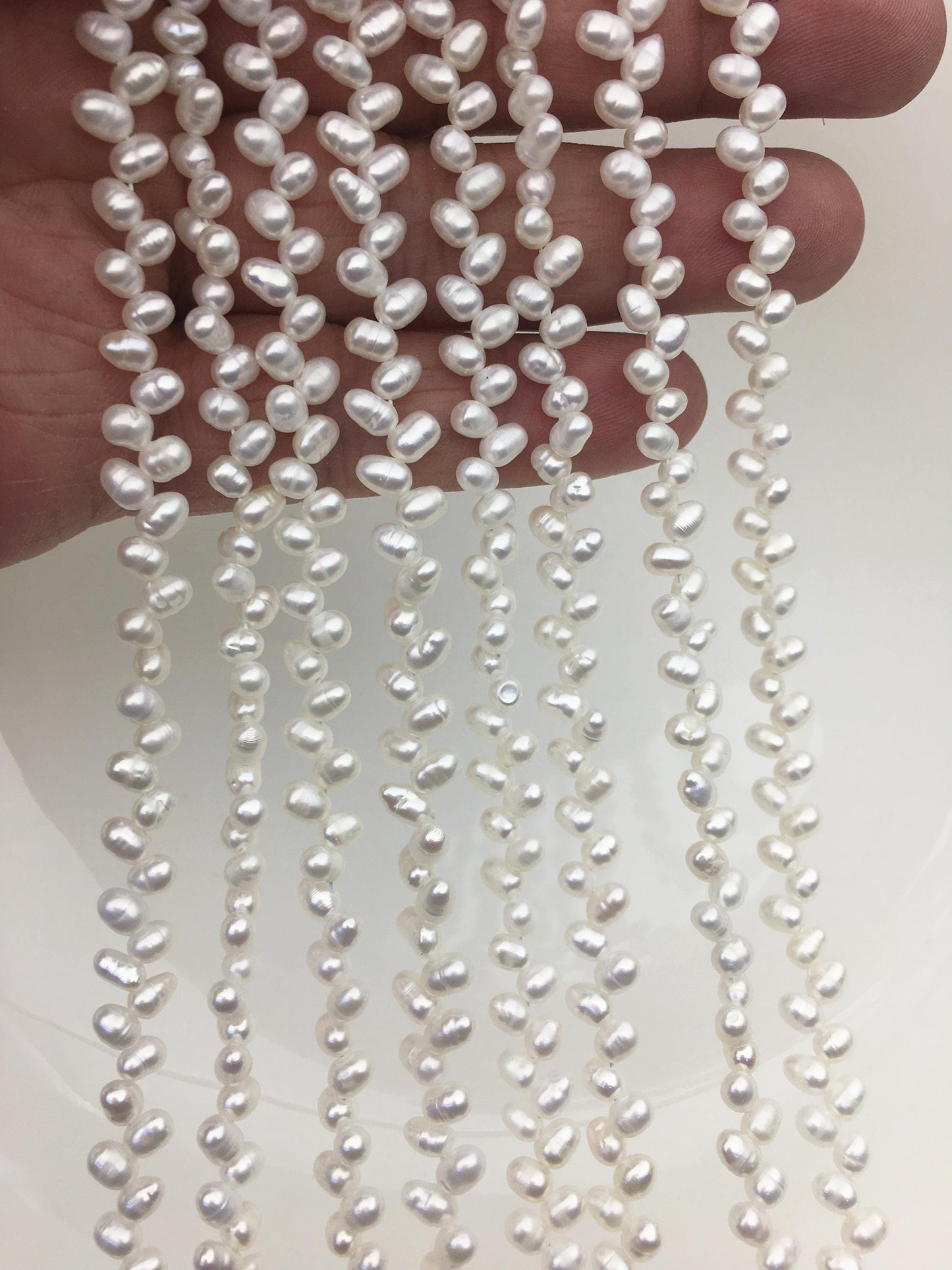 AA+ 4-4.5mm white rice pearls,full strand,oval loose pearl beads,diy pearl,genuine pearl,Cultured pearl,diy pearl beads,LR4-T4
