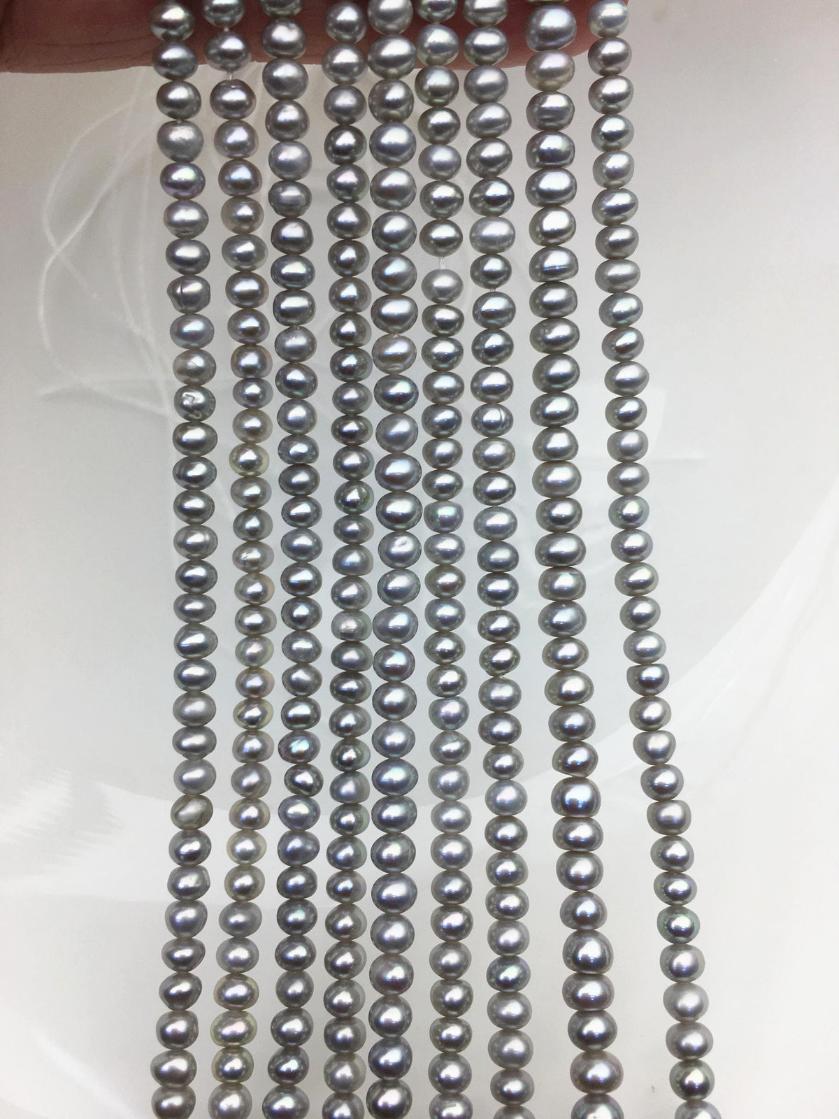 AAA 4-4.5mm tiny Gray button round potato freshwater pearls,Rondelle pearl Beads,white freshwater pearl,loose strands,SM4-T3