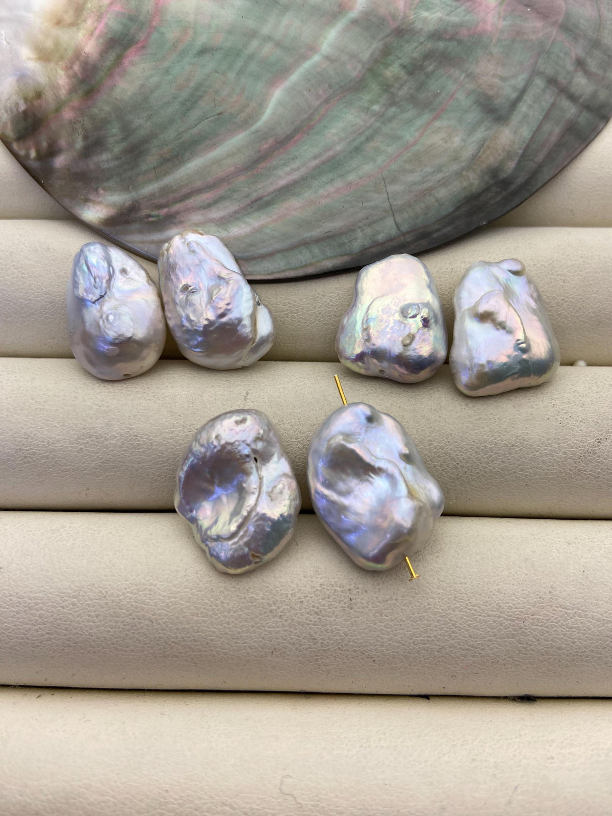 3 pairs AA 12-14mm White keshi Freshwater Pearl White loose Beads Pair,0.7mm through hole,ZS-103-37-42