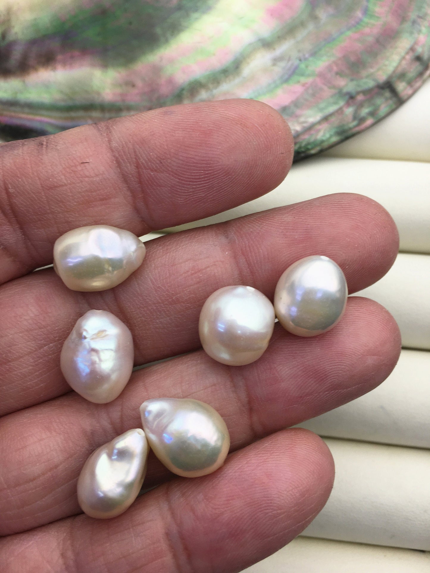3 pairs AA+ 10-12mm White Nugget Freshwater Pearl White loose Beads Pair,0.9mm top half hole,ZS-103-37-51