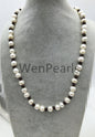 Freshwater Pearl and leather necklace,leather hand knotted necklace,Genuine Freshwater Pearl Necklace,white pearl necklace,wholesale,Le4-011
