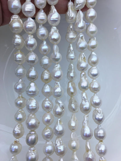 15.5'' AA 8-10mm white flame ball pearl,FL15-2A-5-74