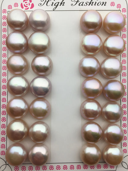 1 pair AAA 12.5-13mm purple big button round freshwater pearls pair,BTN12-T3
