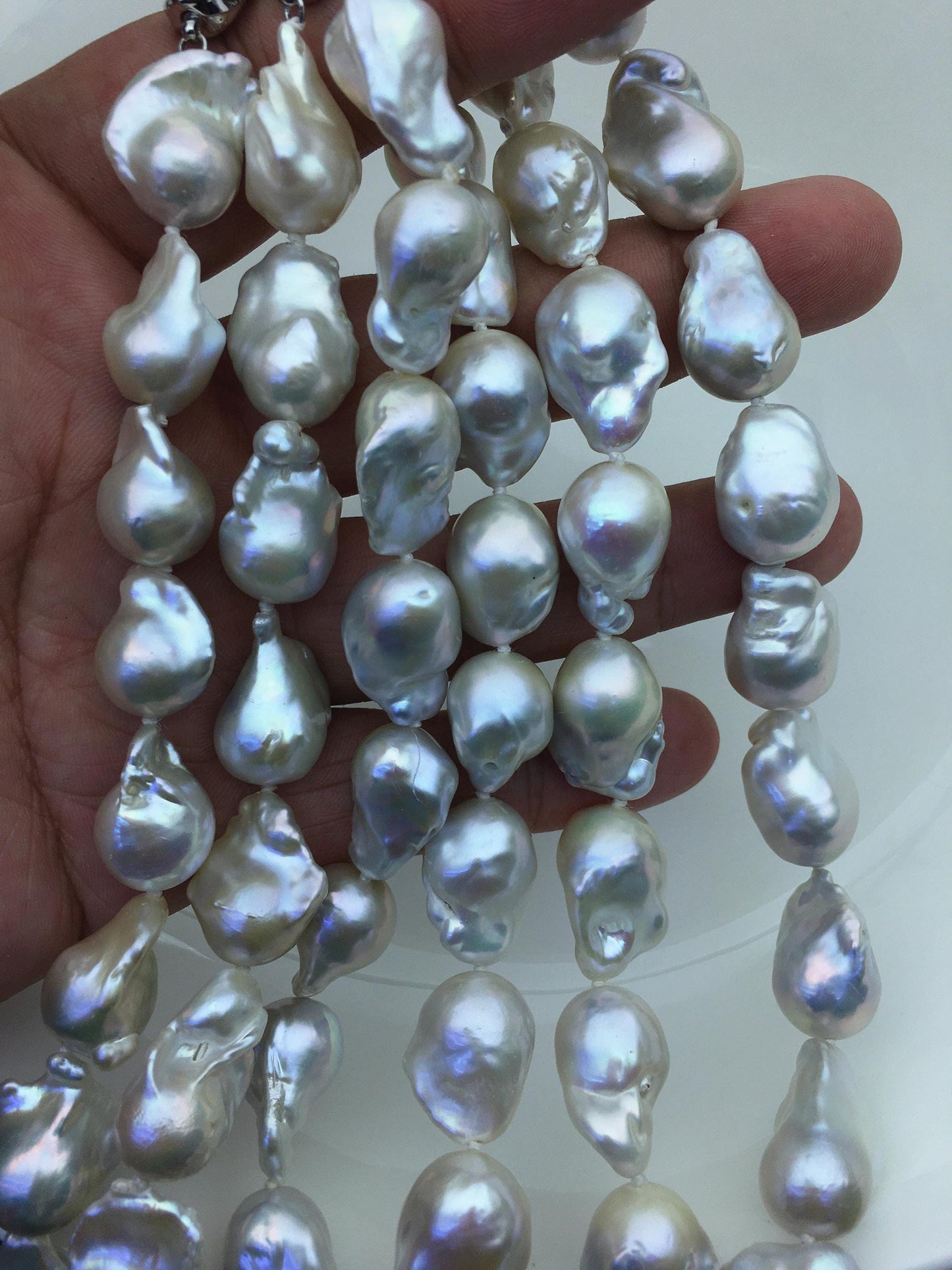 17.5'' AAA- 13-16mm white baroque Flame ball freshwater Pearl necklace,genuine freshwater Pearl necklace,NPN1-T63-3