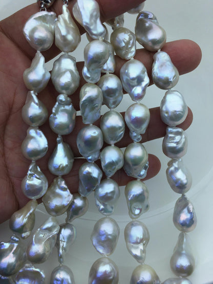 17.5'' AAA- 13-16mm white baroque Flame ball freshwater Pearl necklace,genuine freshwater Pearl necklace,NPN1-T63-3