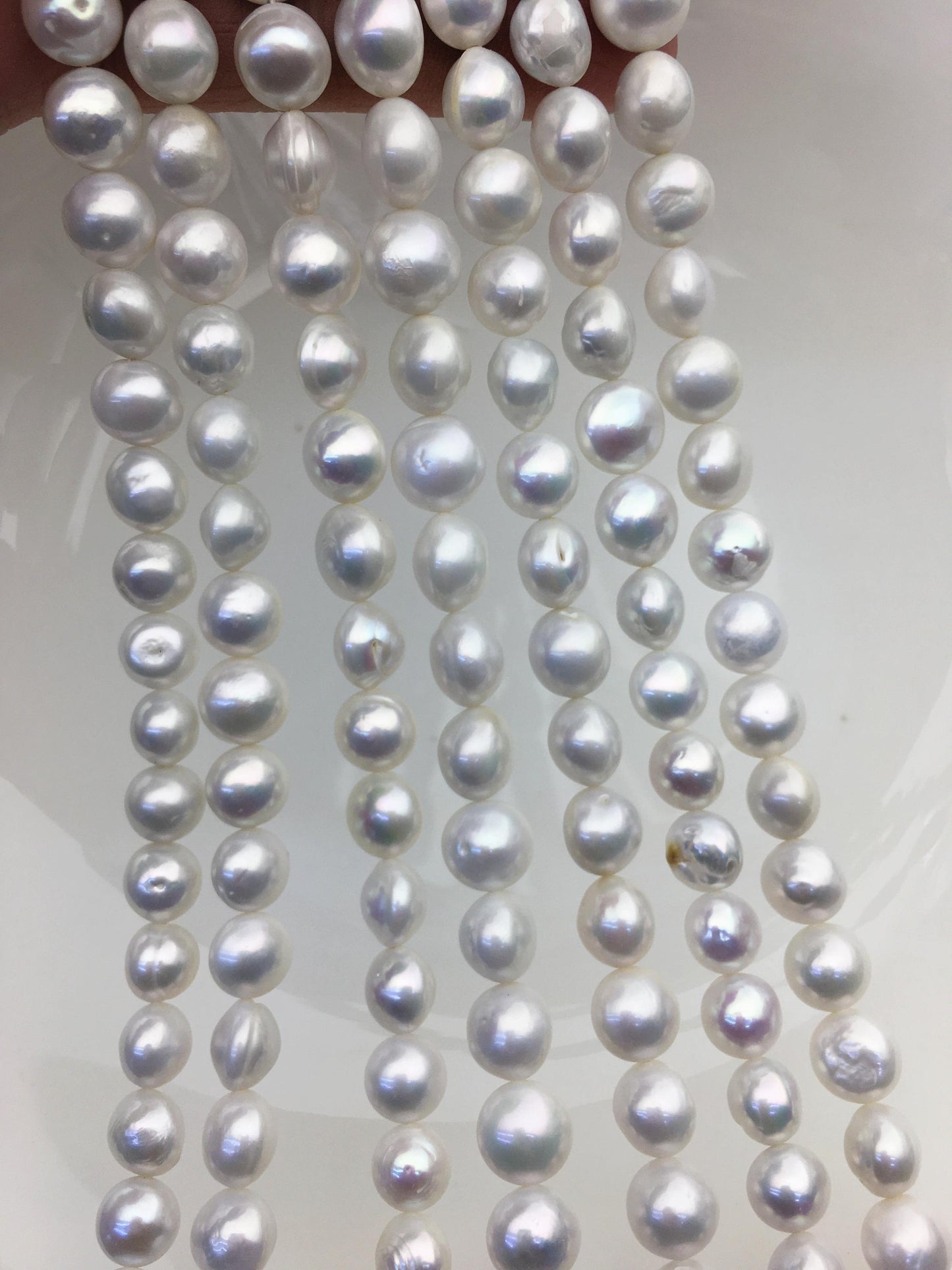 AA 7.7-9mm white button round freshwater pearls,White Rondelle pearl Beads,SM8-T3