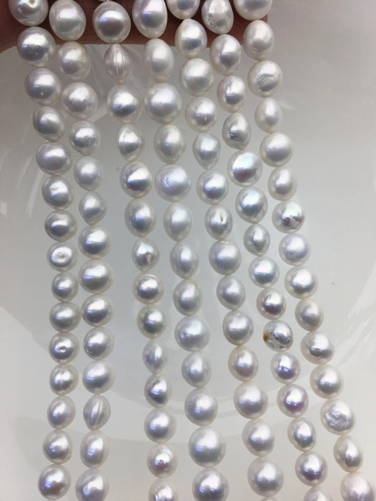 AA 7.7-9mm white button round freshwater pearls,White Rondelle pearl Beads,SM8-T3