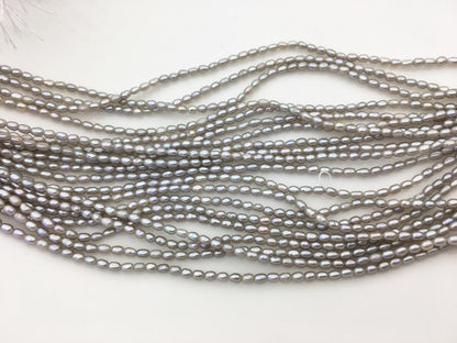 AAA 2-2.2x3-4mm gray rice pearls,genuine pearl,Cultured pearl,diy pearl beads,LR2-3A-28