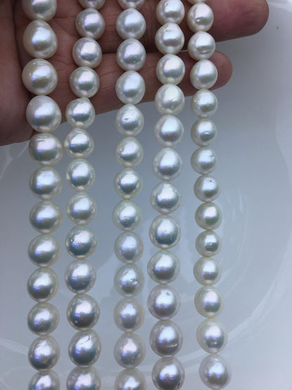 AA+ 9-11mm white near round freshwater pearls,large hole,Birthday,Graduation, mother day pearl gift,RP10-T1