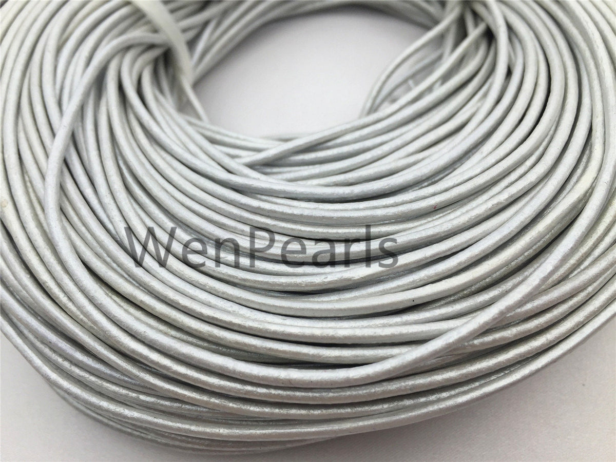 2mm Silver Gray Leather Cord,1 yard,5 yards,10 yards,round leather cord,DIY leather cord,LC2-103