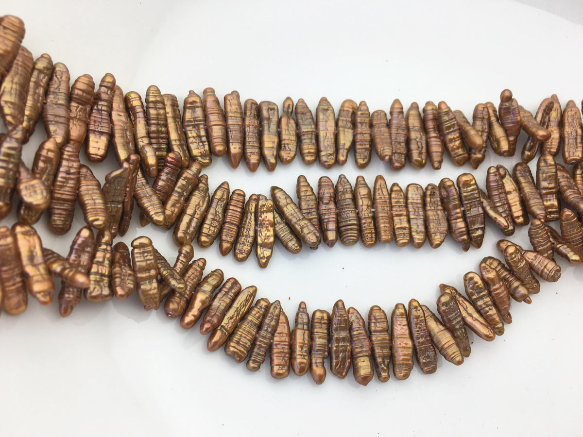 AA 4-6mm brown Biwa Pearl Necklace,Genuine Fresh Water Pearl,Wedding Necklace,Mothers Day,ZS-80-10-61