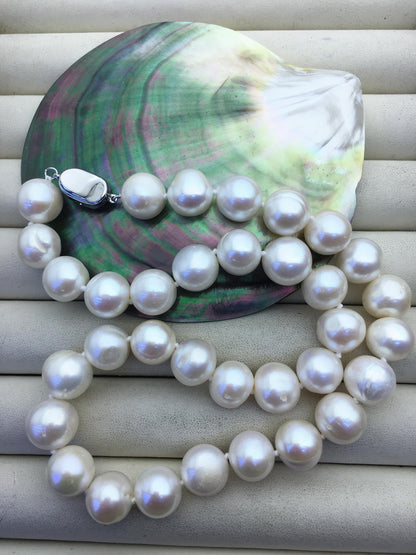 17.5'' AA+ 11.5-13mm Big white potato freshwater pearl necklace, Natural Pearl Necklace, Freshwater Pearl,NPN1-111