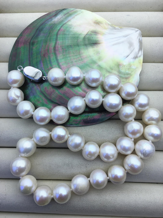 17.5'' AA+ 11.5-13mm Big white potato freshwater pearl necklace, Natural Pearl Necklace, Freshwater Pearl,NPN1-111