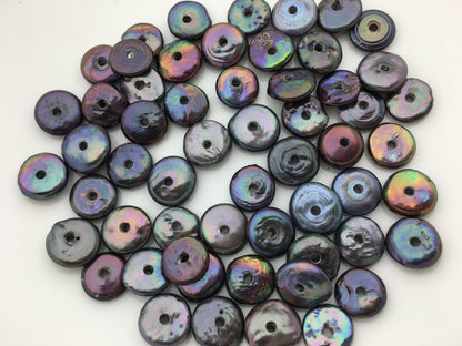 20pcs AA 11.5-13mm Black Coin freshwater pearls,2.2mm large hole,COIN13-T3