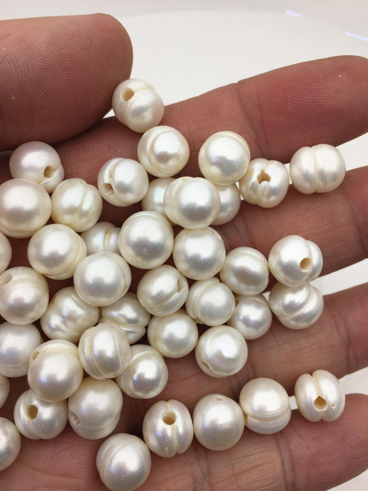 30pcs AA 9.4-10.4mm White potato pearls,2.2mm large hole white pearl beads wholesale,CR10-2A-1