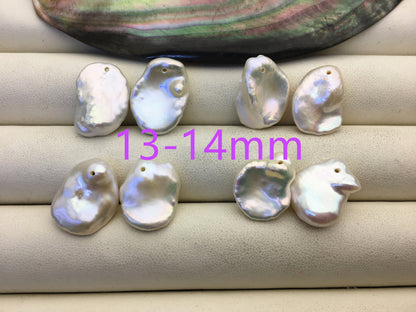 1 pair AAA 10-20mm White keshi Freshwater Pearl White loose Beads Pair,wholesale,0.9mm top side hole,ZS-103-37-54