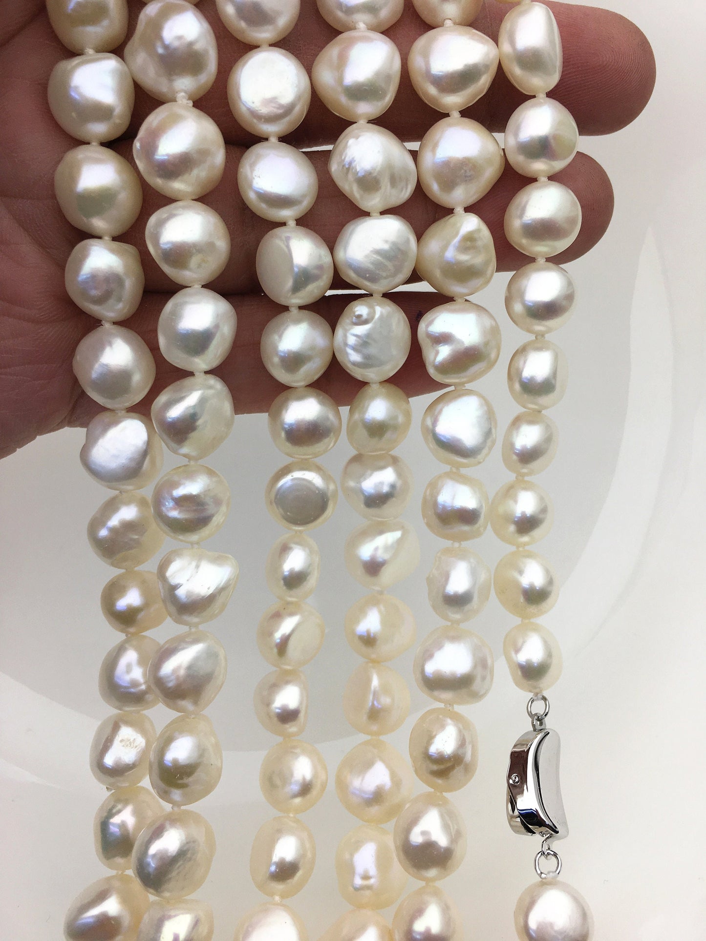 17.5'' AA+ 10mm White Nugget Pearl necklace, NPN1-T40