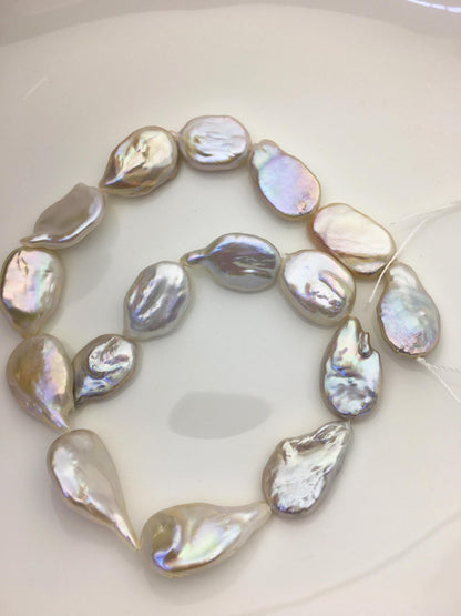 AA+ 14-17mm natural white overtone ellipse coin freshwater pearls,diy bead,flat block pearl bead,ZS-103-21