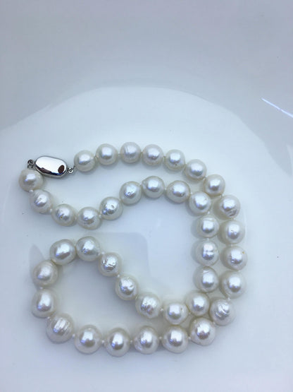 17.5'' AA 9-11mm white baroque drop edison freshwater Pearl necklace,genuine Natural Pearl Necklace,NPN1-T30-10