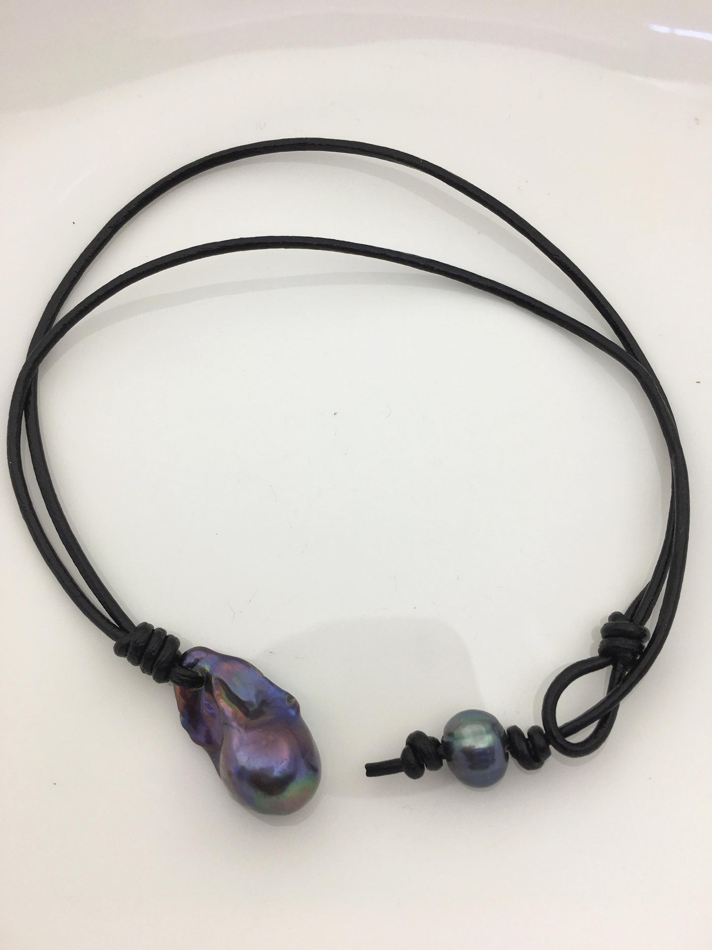 AAA quality Black Blue Baroque Pearl pendant,Le1-078