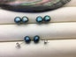 AAA 7-8mm Green Button Round Pearl stud earrings,Sterling Silver,SE1-T23
