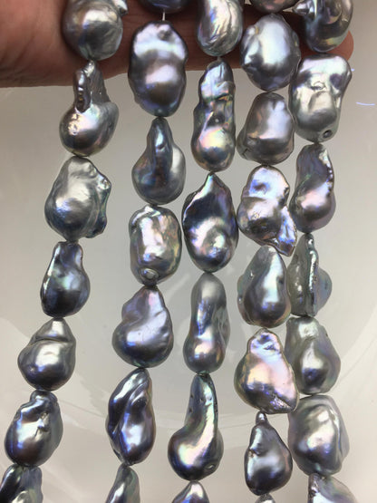 15.5'' AA+ 13-16mm Gray flame ball pearl,FL15-2A-5-25