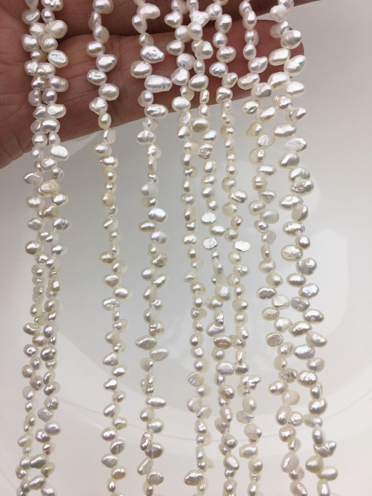 AAA 3-4mm white nugget seed pearls,irregular nugget freshwater pearl strand,c,LM3-3A-2