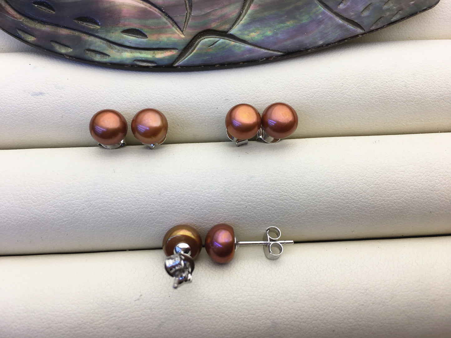 AAA 6-7mm Brown Pearl pearl earrings,Sterling Silver,girls pearl earrings,SE1-024