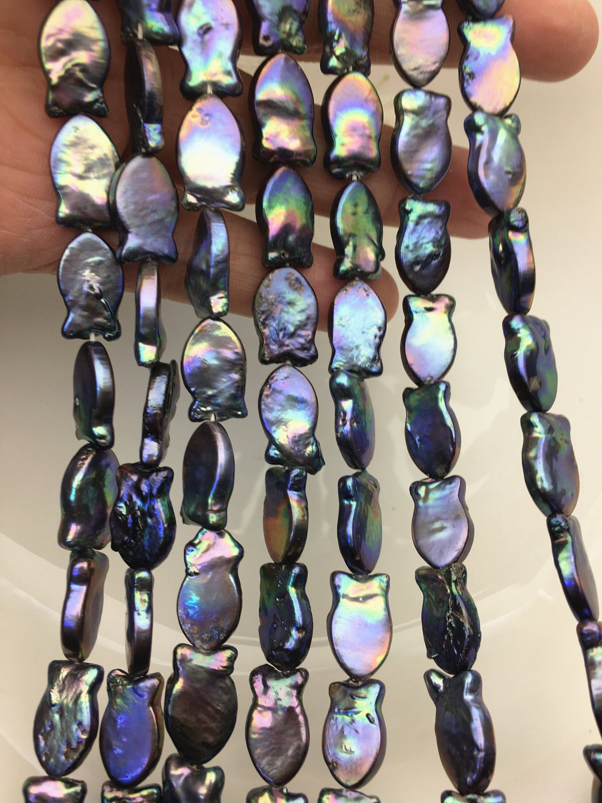 AA 10-12mm Blue Black Fish Shape Freshwater Pearls ,ZS-119-36