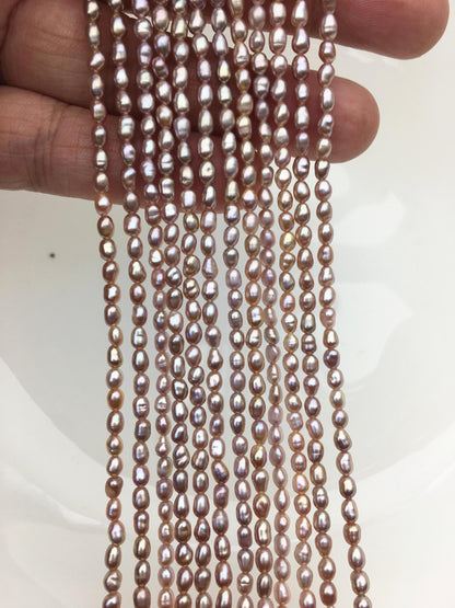 AA+ 3-3.5mm*4-5mm purple rice pearls,oval loose pearl beads,diy pearl,genuine pearl,Cultured pearl,diy pearl beads,LR3-T6