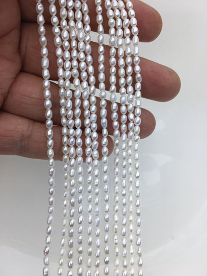 AAA 2.5-3x3-4mm white rice pearls,genuine pearl,Cultured pearl,diy pearl beads,LR2-3A-21