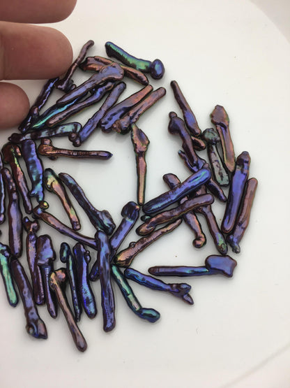 45pcs AAA 3-6mm black blue biwa keshi Freshwater Pearls, no hole,ZS-80-1-28