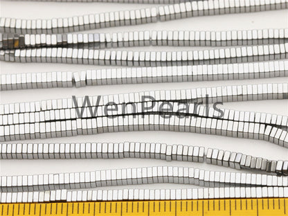 Hematite silver Gray,1mmx2mmx2mm cube square Beads,AAA, 15.5 inches,G50-CU12-001