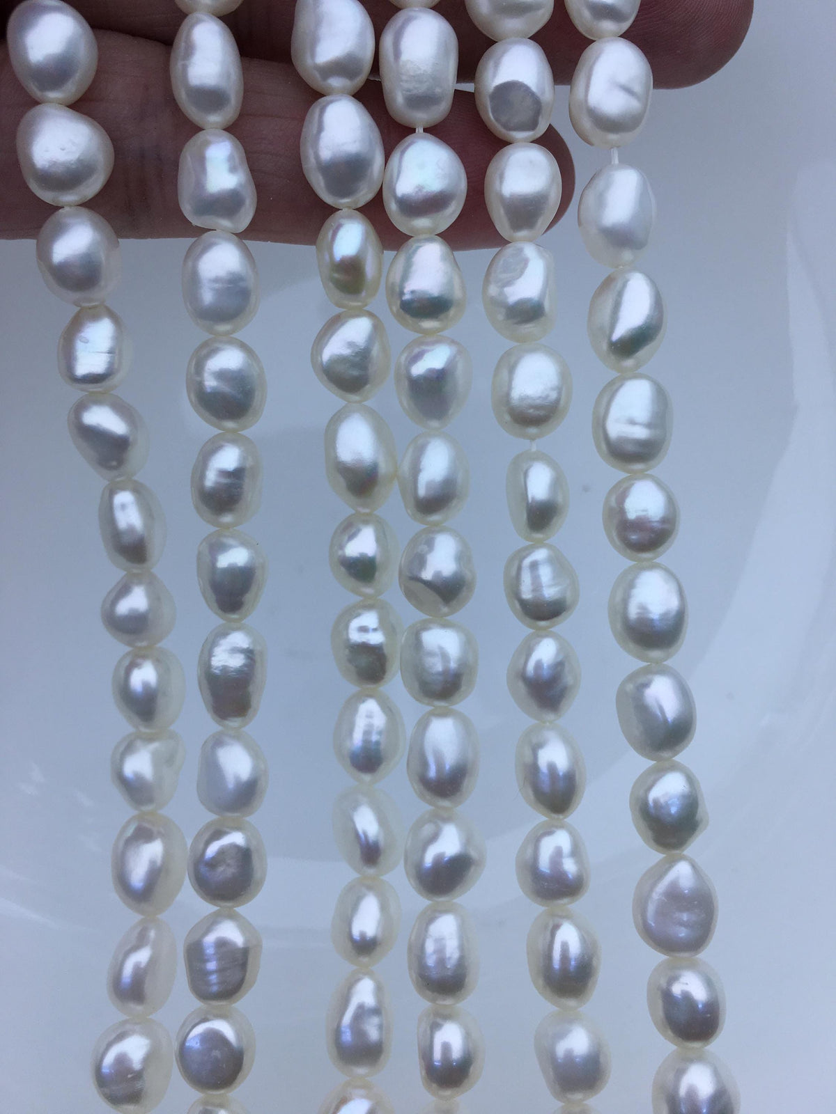 AAA 7.4-8.3mm white nugget freshwater pearls,white cultured freshwater baroque pearl bead string,LM8-3A-13