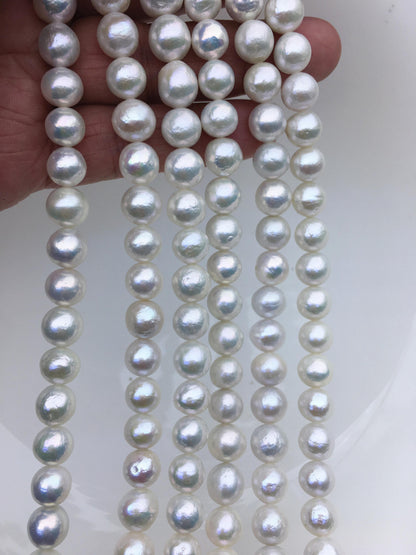 AA+ 8-10mm white baroque near round Edison Freshwater Pearl,ED10-2A-2-52