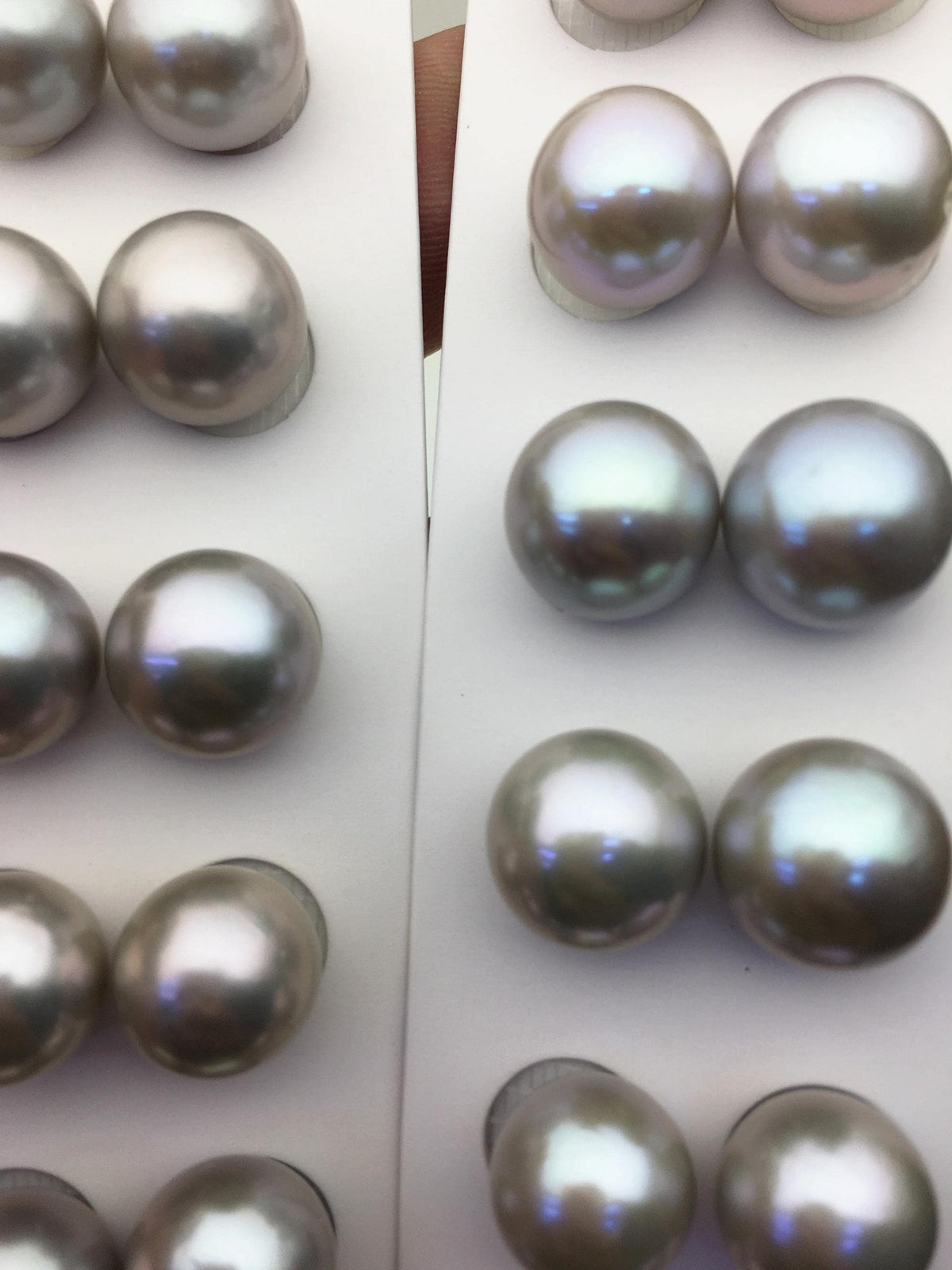 2 pairs AAA 11-12mm gray round freshwater pearl pair,half hole,RP11-3A-7