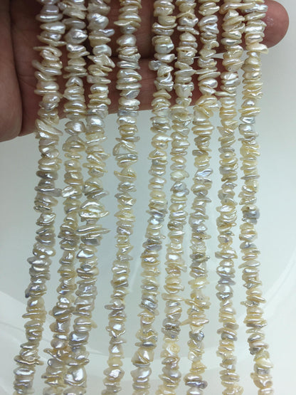AAA/AA+ 5-6mm tiny white Keshi pearls,Center drilled,ZS-128-9
